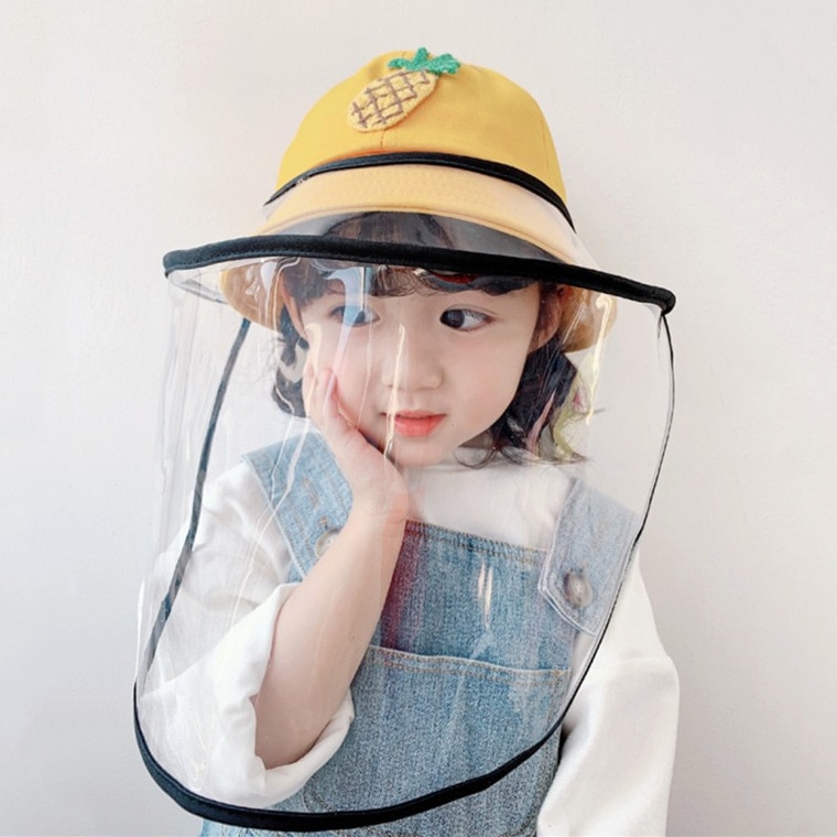 Baby Bucket Hat Protective Full Face Shield Cover Kids Hats Anti Saliva Dustproof Dual-use Sun Hat Cap With Clear Facial Mask